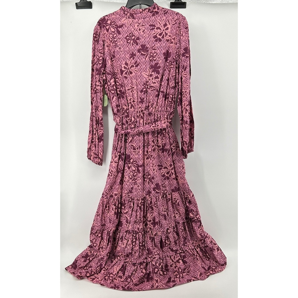 Ryegrass Purple Pink Floral Cotton Tiered Maxi Dress Long Sleeve XL NWT Boho - Picture 11 of 13
